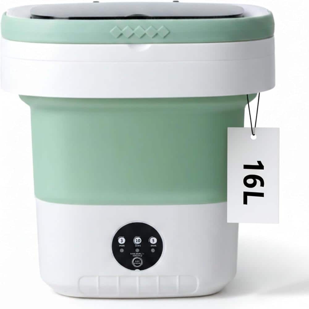 Portable Washing Machine 16L Mini Foldable Washer with Spin Basket, 3 Modes for Travel & Small Spaces (Green) price history on PriceWatchPro