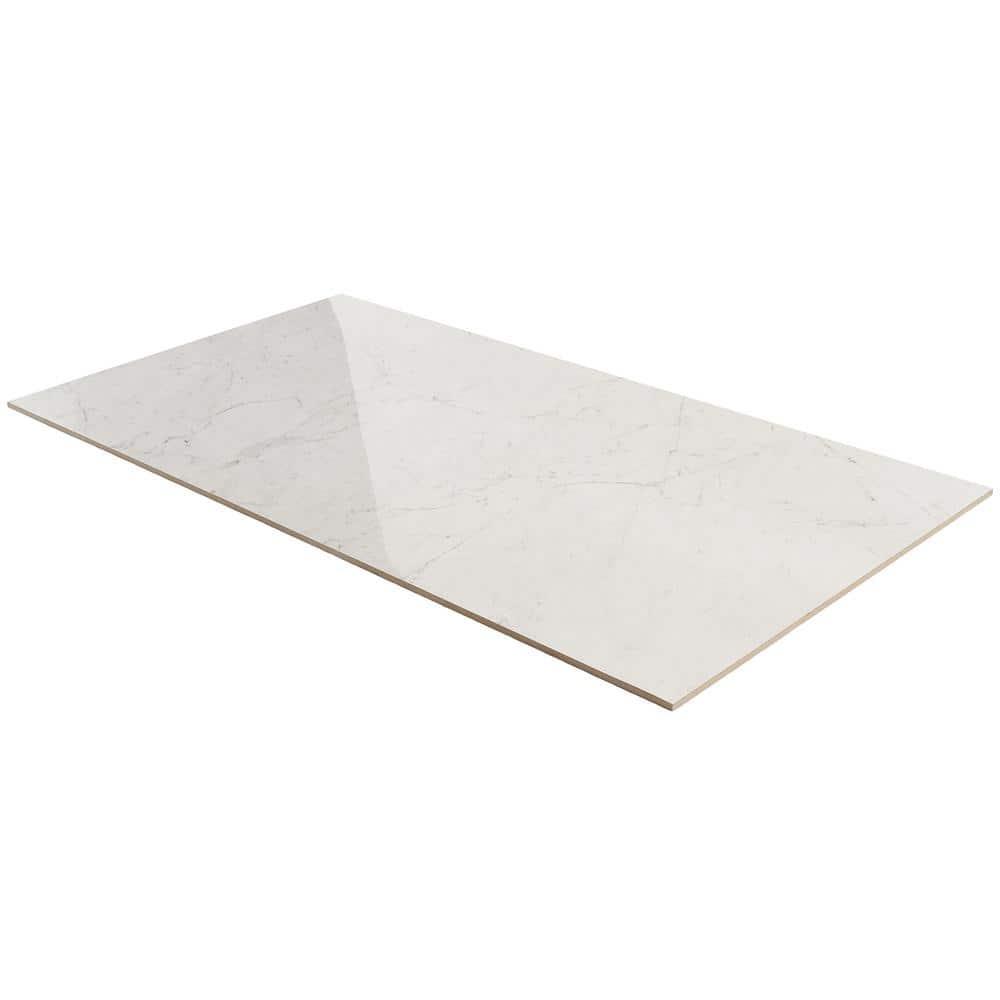 Saroshi 24" x 48" Polished White Marble Look Porcelain Tile