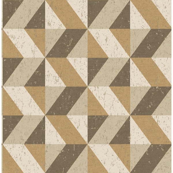 Cerium Gold Concrete Geometric Gold Paper Strippable Roll (Covers 56.4 sq. ft.)