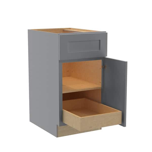 Home Decorators Collection Newport 18 in. W x 24 in. D x 34.5 in. H Assembled Plywood Base Kitchen Cabinet in Pearl Gray with 1ROT Soft Close RH
