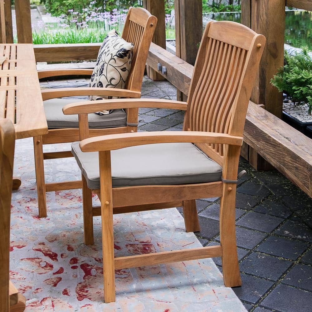 Caterina 6-Piece Teak Wood Outdoor Dining Set with Beige Cushions
