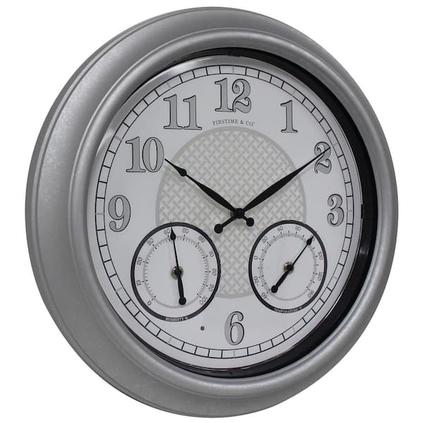 https://images.thdstatic.com/productImages/a1a35d2c-7467-4477-ab99-e2484f91a553/svn/galvanized-silver-firstime-co-wall-clocks-31074-c3_600.jpg