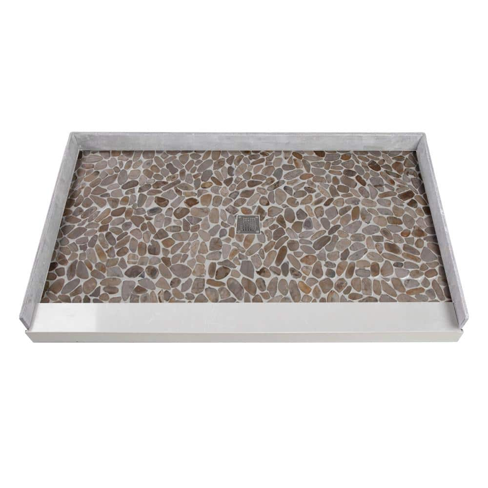 Transolid Pre-Tiled 60 in. L x 36 in. W Alcove Shower Pan Base with ...