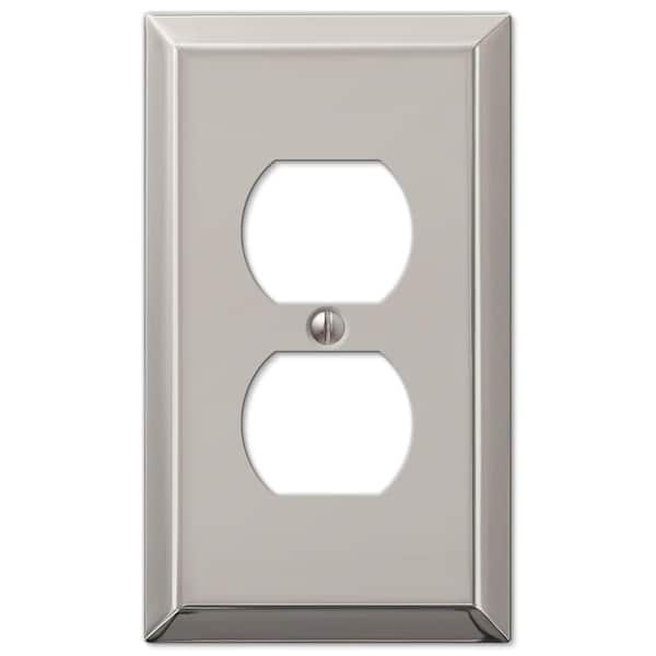 Metallic 1 Gang Duplex Outlet Steel Wall Plate - Polished Nickel