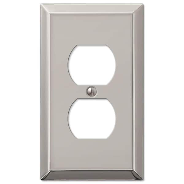 AMERELLE Metallic Polished Nickel 1-Gang Duplex Outlet Steel Wall Plate (4-Pack)