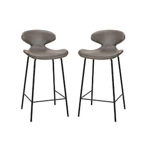 Lorestan 34 in. Grey Metal Counter and Bar Stool with Low Back (Set of 2)