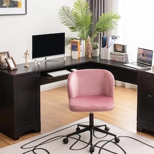 Pink Velvet Home Office Leisure Vanity Chair Armless Adjustable Swivel
