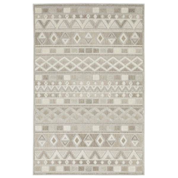 10 ft. x 13 ft. Beige And Gray Geometric Area Rug