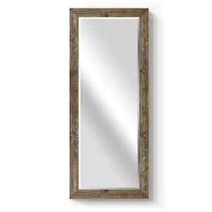 25 in. W x 61 in. H Framed Rectangle Beveled Edge Wood Full Length Mirror in Walnut