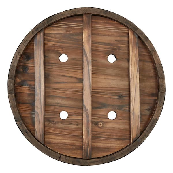 Vigoro Jackson Extra Large Dark Brown Wood Barrel Planter with