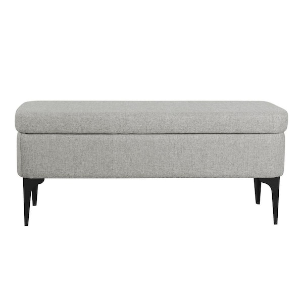 Homepop Large Modern Sustainable Gray Woven Storage Bench 17.5 in. H x 42 in. W x 14.5 in. D