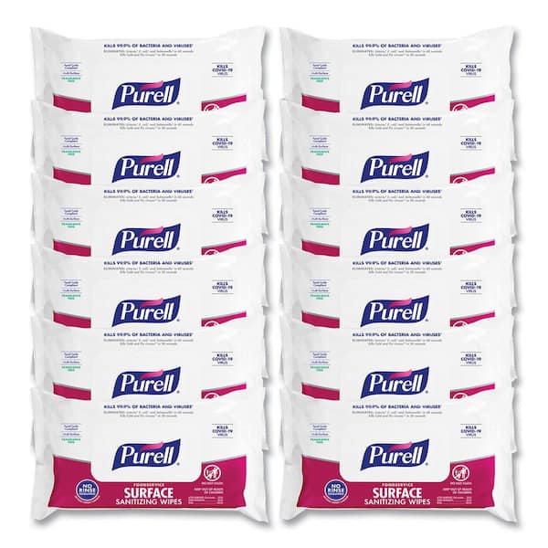 72-Count Fragrance-Free Foodservice Surface Sanitizing/Disinfecting Wipes, 1-Ply, 7.4 x 9, White (12-Pack)