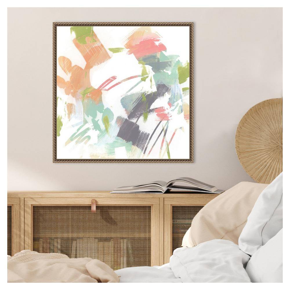 Capricho II Abstract Pastel Brushstrokes Canvas Art with Bronze Frame