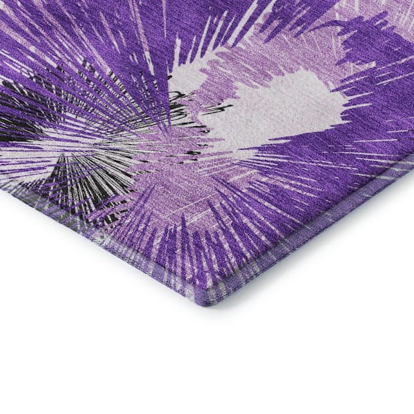Mayfield Premium Machine Washable Abstract AMF2132 Purple 2 ft. x 3 ft. Accent Rug