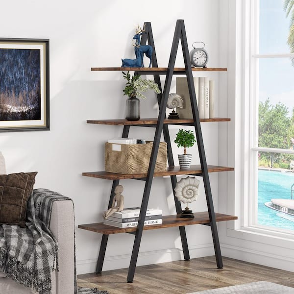  Gadroad Ladder Bookshelf, Industrial 5-Tier Bookcase,Free  Standing Ladder Shelf, Utility Organizer Shelves for Plant Flower,Wood Look  Accent Furniture with Metal Frame for Home Office,Rustic Brown : Home &  Kitchen