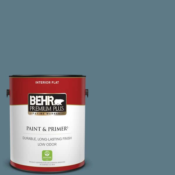 BEHR PREMIUM PLUS 1 gal. #ECC-54-2 Country Lake Flat Low Odor Interior Paint & Primer