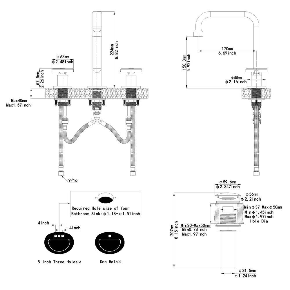 Brushed Nickel 8-inch Widespread Double Handle High-Arc Bathroom Faucet