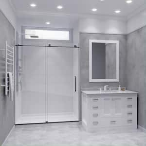 Leon 60 in. x 76 in. Frameless Sliding Shower Door in Gunmetal with Handle