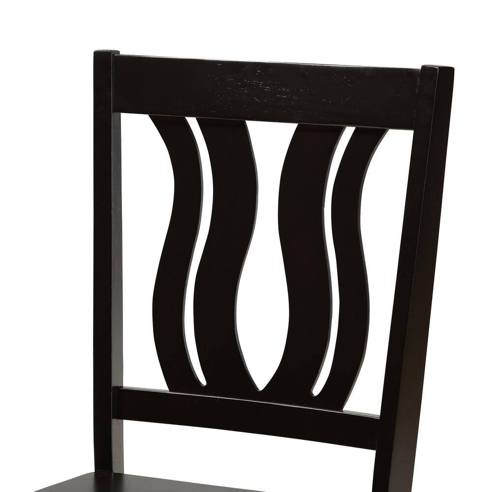 Fenton Dark Brown Wood and Cane Geometric Dining Chair Set