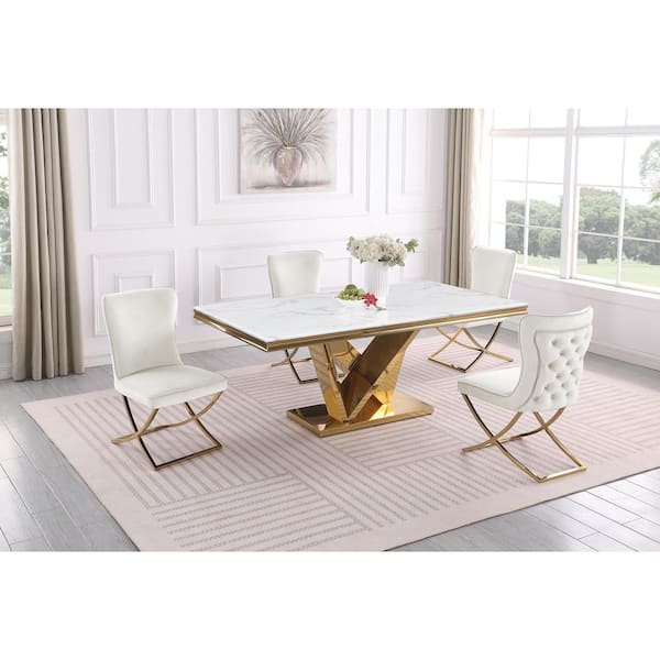 Faux marble 5 piece best sale dining set