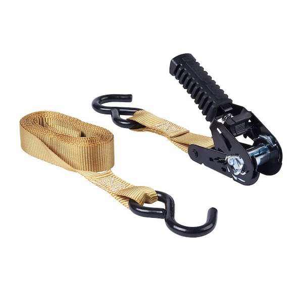  Stanley S10002 Black/Yellow 1 x 10' Ratchet Tie Down Straps -  Light Cargo Securing (1,500 lbs Break Strength), 2 Pack : Tools & Home  Improvement