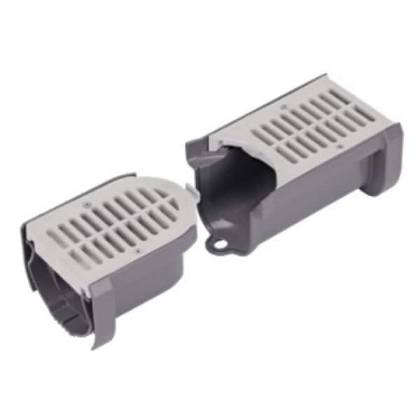 4" Spee-D Contour Channel Drain Kit with Start and End Sections, Two Channel with Gray Grates