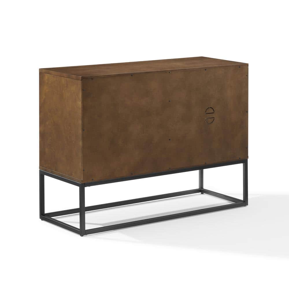 Byron 45'' Brown and Black Modern Vinyl Record Storage Console