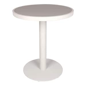 23-5/8 in. Poly Aluminum Round Table with White Frame in Icelandic Smoke White