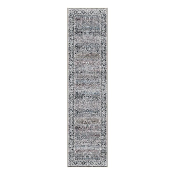 Holly Purple 2 ft. x 8 ft. Distressed Vintage Floral Runner Rug