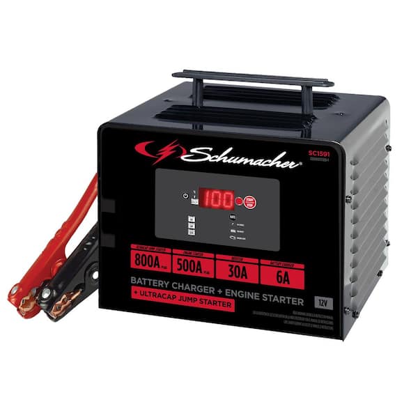 Automotive 12 Volt 800 Amp Ultracap Battery Charger and Portable Engine Starter with Battery and Alternator Tester