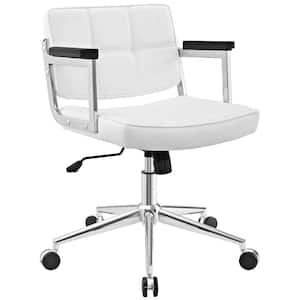 Portray White Mid Back Upholstered Vinyl Office Chair