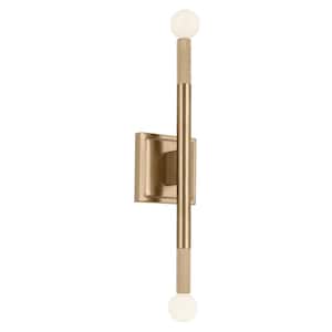 Odensa 17 in. 2-Light Champagne Bronze Living Room Wall Sconce Light