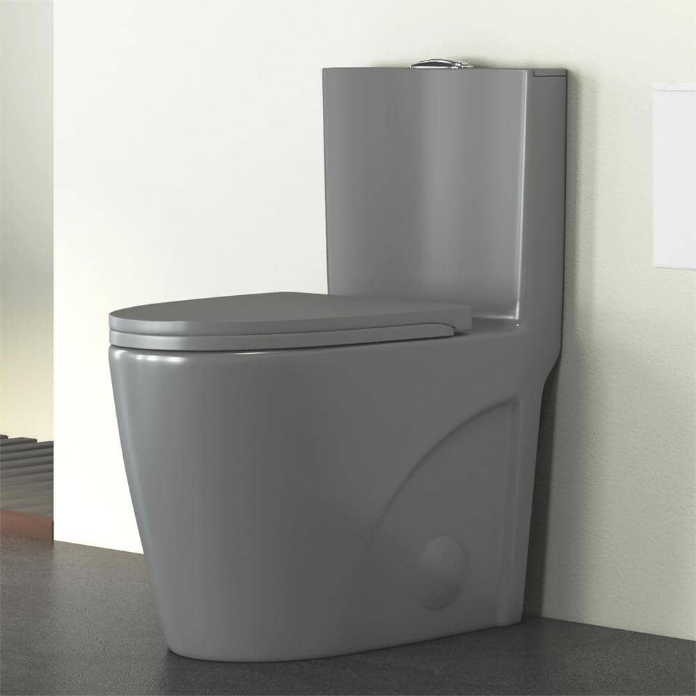 Reno Glacier Gray Elongated Dual Flush One-Piece Toilet