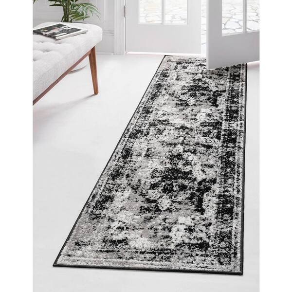 Sofia Salle Garnier Black 2 ft. 7 in. x 12 ft. Area Rug