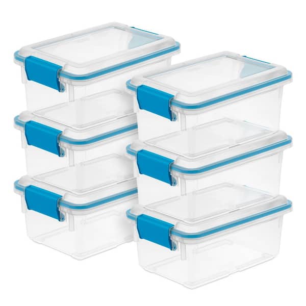 7.5 qt. Plastic Home Storage Box with Latching Lids in Clear, (6-Pack)