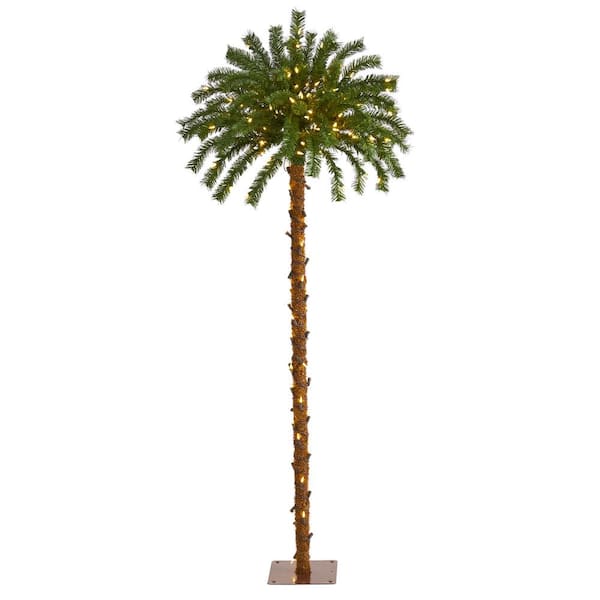 Nearly Natural 5 ft. Pre-lit Christmas Palm Artificial Tree with 150 Warm White LED Lights