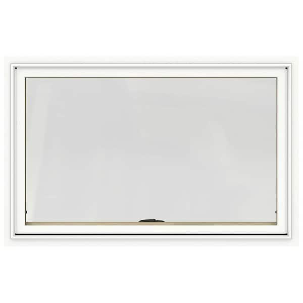 JELD-WEN 48 in. x 30 in. W-2500 Series White Painted Clad Wood Awning Window w/ Natural Interior and Screen