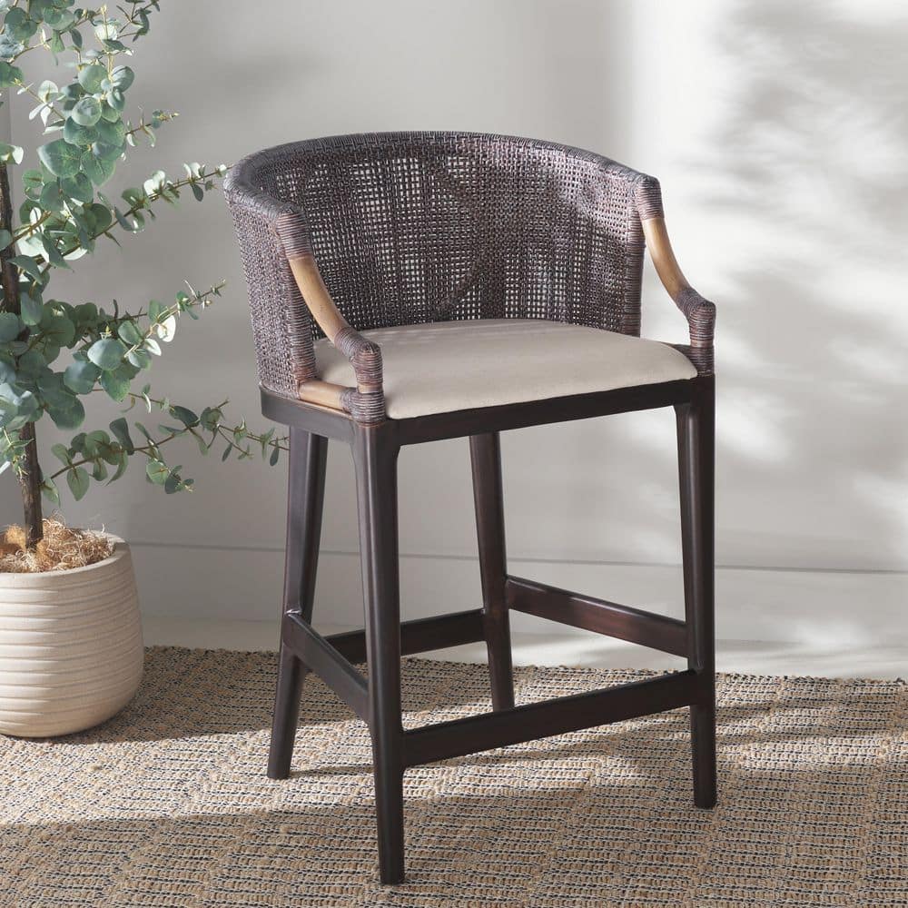 Brando Extra Tall Brown and White Faux Leather Counter Stool