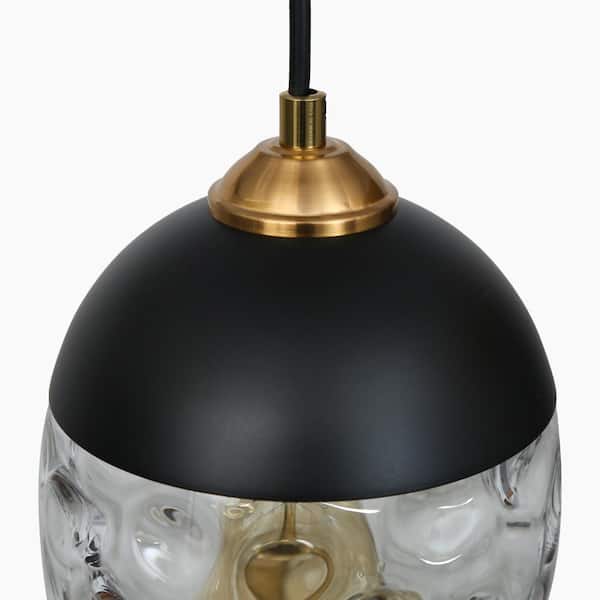 Zevni 4.7 in. 1-Light Brass Gold Mini Pendant Light, Seeded Glass Pendant  Hanging Light, Modern Black Light Fixture Z-W7FRMU2Q-4665 - The Home Depot