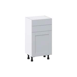 Cumberland Light Gray Shaker Assembled Shallow Base Kitchen Cabinet with 2 Drawers (18 in. W x 34.5 in. H x 14 in. D)