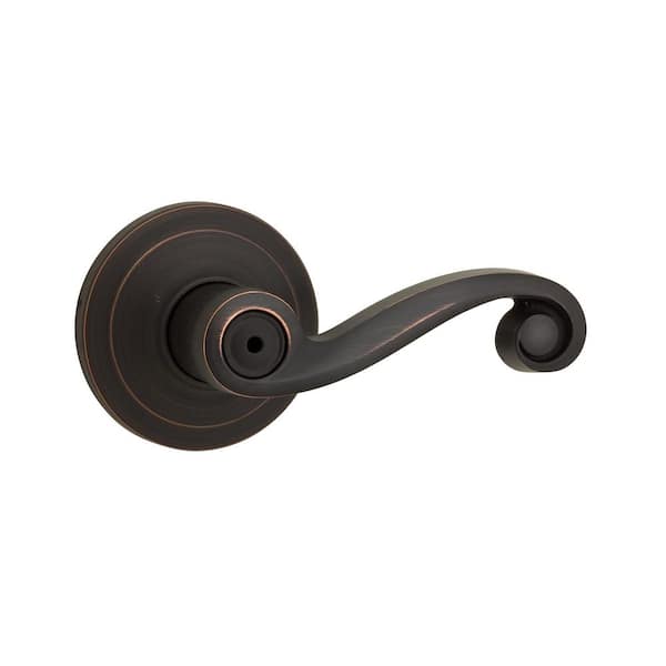 Kwikset Lido Venetian Bronze Privacy Bed/Bath Door Handle with Microban Antimicrobial Technology and Lock