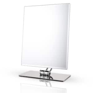 10.2in. W x 8.2in H Rectangle Frameless  Beveled Mirror, Swivel Stand, Non-Magnifying, Tabletop Makeup Mirror in Chrome