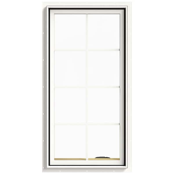 JELD-WEN 24 in. x 48 in. W-2500 Series White Painted Clad Wood Right-Handed Casement Window with Colonial Grids/Grilles