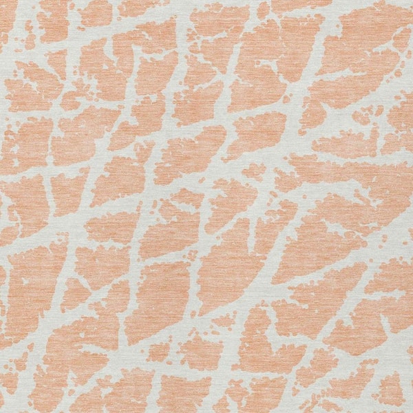 Peach and Ivory 3 ft. x 5 ft. Abstract Indoor / Outdoor Area Rug