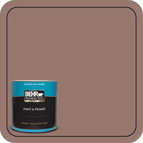 BEHR PREMIUM PLUS 1 qt. #N160-5 Chocolate Delight Satin Enamel Exterior Paint & Primer