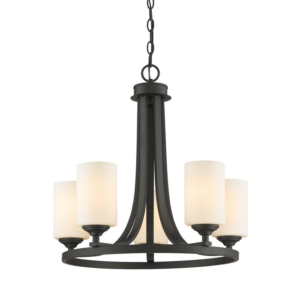 Bordeaux 5-Light Bronze Chandelier with Glass Shade
