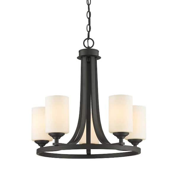 Unbranded Bordeaux 5-Light Bronze Chandelier with Glass Shade