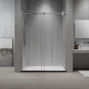 Massa 60 in. x 76 in. Semi-Frameless Sliding Shower Door in Brushed Nickel