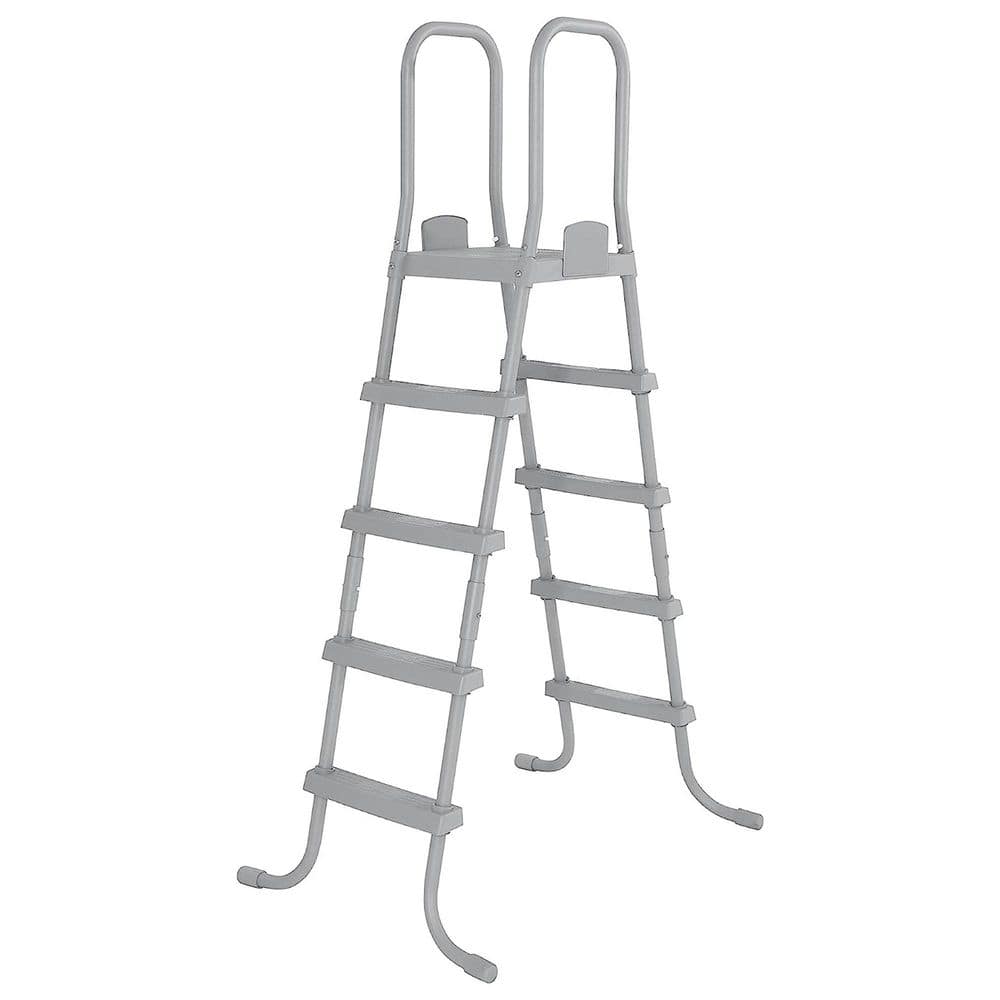 31 ft Gray Rectangular Metal Frame Above Ground Pool Set with Pump and Ladder