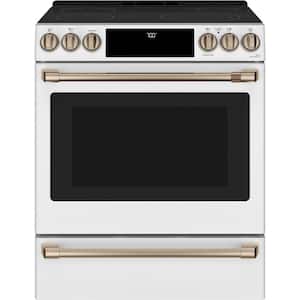 30 in. 5 Burner Element Smart Slide-In Electric Range in Matte White with True Convection, Air Fry